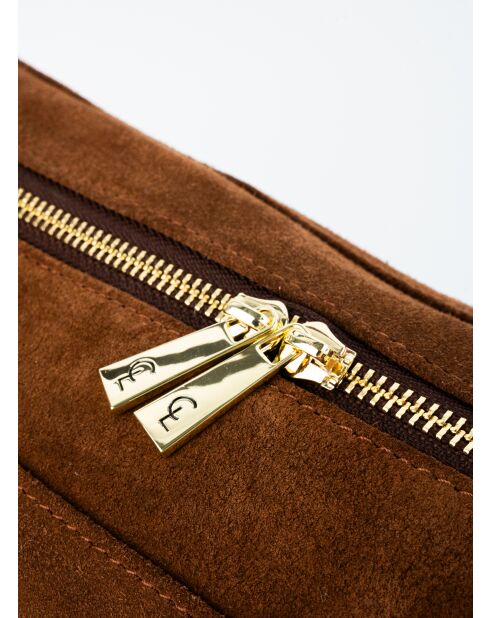 Sac à bandoulière en cuir Yra moka - 34x18x12cm