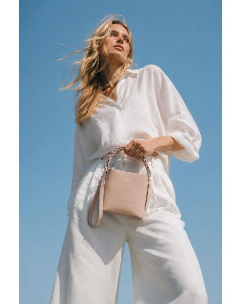 Sac à main en cuir Kaia rose clair - 17x14x12cm