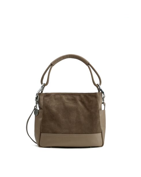 Sac porte épaule en cuir Zuri taupe - 29x23x9cm