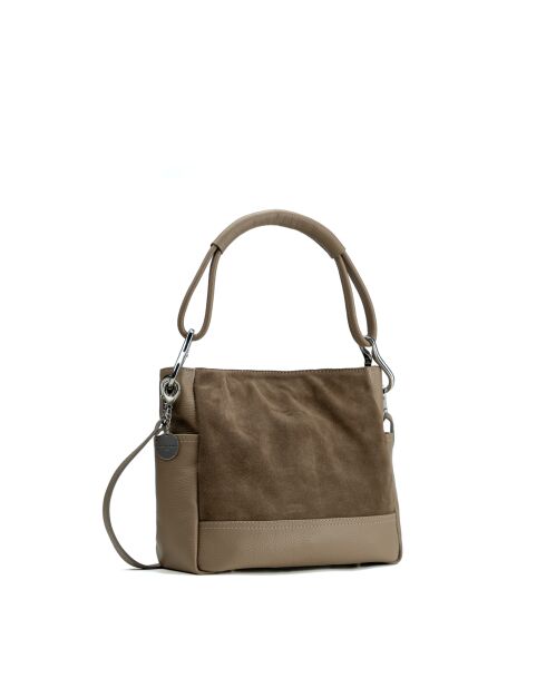 Sac porte épaule en cuir Zuri taupe - 29x23x9cm