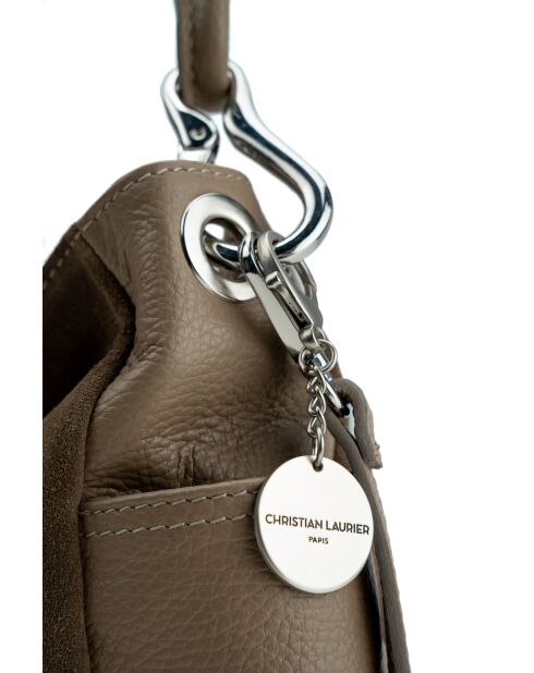 Sac porte épaule en cuir Zuri taupe - 29x23x9cm