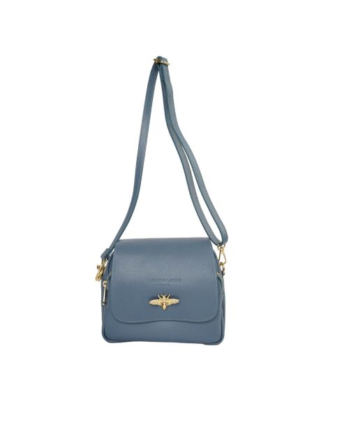 Borsa a tracolla Beeza in pelle celeste - 22x18x7cm