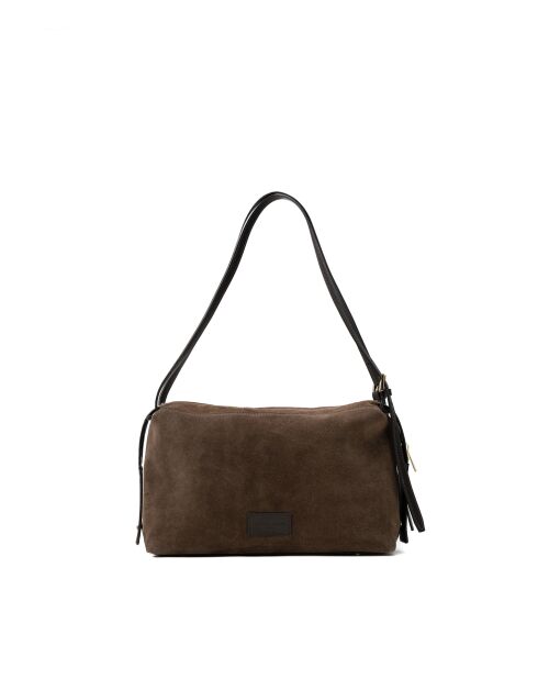 Sac à bandoulière en cuir Yrah moka - 34x18x12cm