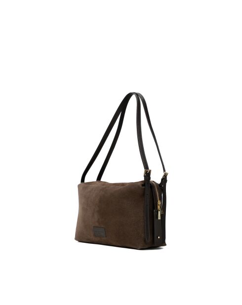 Sac à bandoulière en cuir Yrah moka - 34x18x12cm