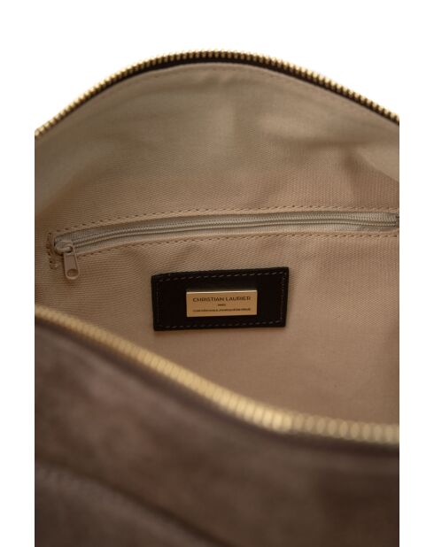 Sac à bandoulière en cuir Yrah moka - 34x18x12cm
