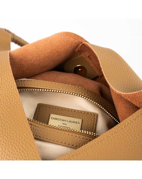 Sac porte épaule en cuir Celiah taupe - 32x20x10cm
