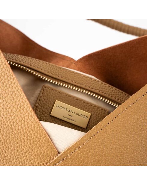 Sac porte épaule en cuir Celiah taupe - 32x20x10cm