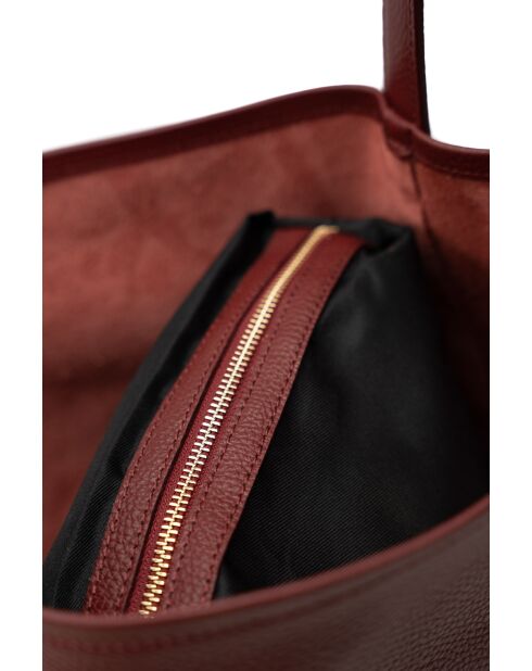 Sac porte épaule en cuir Dunya bordeaux - 26x36x16cm