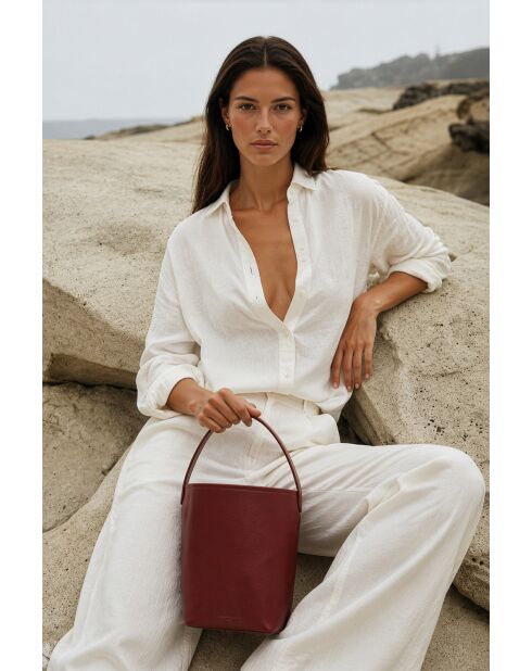 Sac porte épaule en cuir Dunya bordeaux - 26x36x16cm