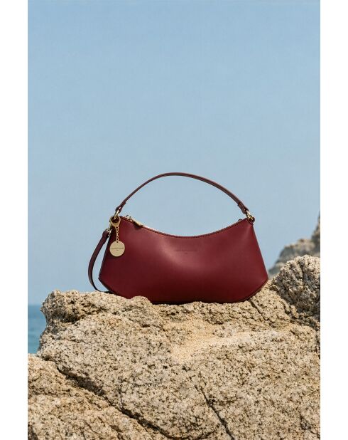 Dunkelrote Schultertasche Rory aus Leder - 28x13,5x6cm