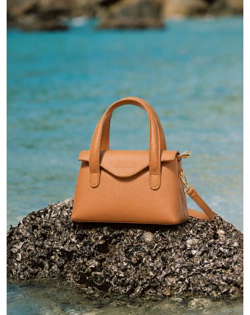 Sac à main en cuir Jacie camel - 21, 5x18x11cm