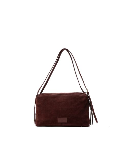 Sac à bandoulière en cuir Yrah bordeaux - 34x18x12cm