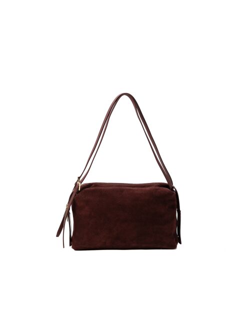 Sac à bandoulière en cuir Yrah bordeaux - 34x18x12cm