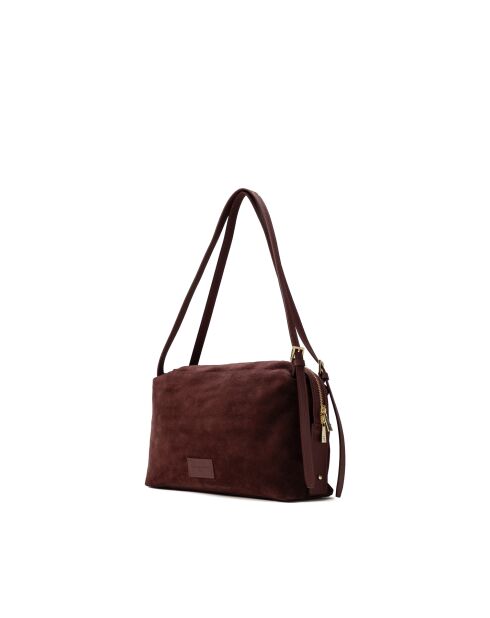 Sac à bandoulière en cuir Yrah bordeaux - 34x18x12cm