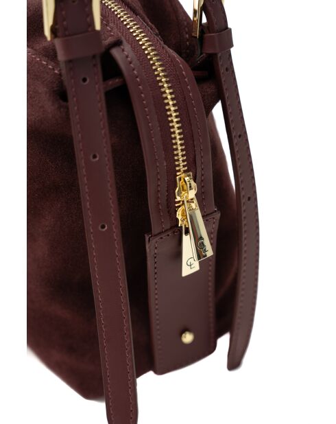 Sac à bandoulière en cuir Yrah bordeaux - 34x18x12cm