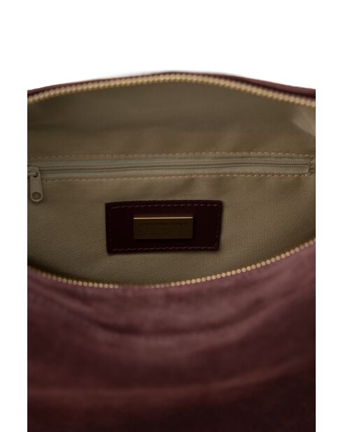 Sac à bandoulière en cuir Yrah bordeaux - 34x18x12cm