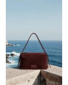Sac à bandoulière en cuir Yrah bordeaux - 34x18x12cm
