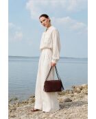 Sac à bandoulière en cuir Yrah bordeaux - 34x18x12cm
