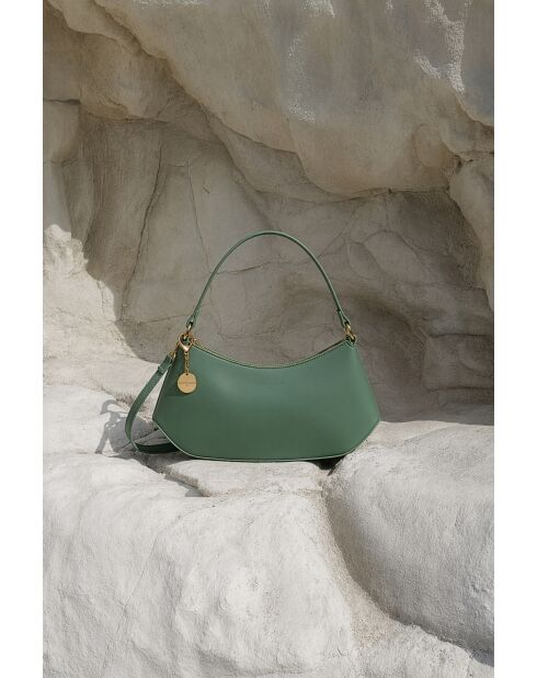 Sac porte épaule en cuir Rory vert menthe - 28x13,5x6cm