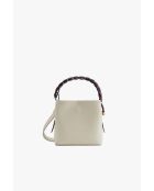 Sac à main en cuir Kaia blanc casse/bordeaux - 17x14x12cm