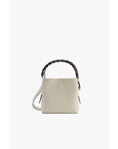 Sac à main en cuir Kaia blanc casse/bordeaux - 17x14x12cm