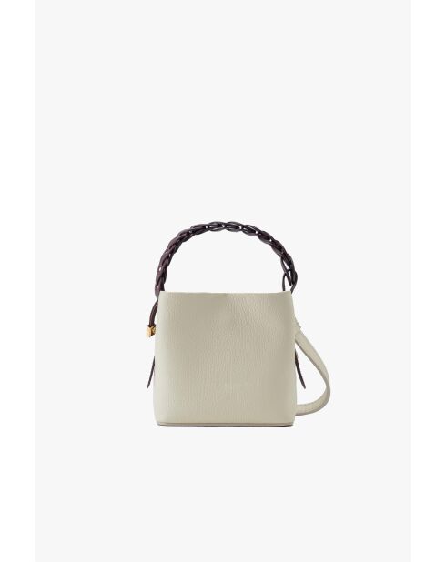 Sac à main en cuir Kaia blanc casse/bordeaux - 17x14x12cm