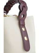 Sac à main en cuir Kaia blanc casse/bordeaux - 17x14x12cm