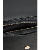 Zwarte Aria leren schoudertas - 25x16x7cm