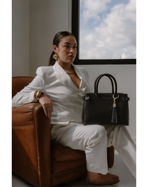 Sac à main en cuir Mini Anita noir - 30X19X13cm