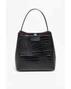 Sac à main en cuir Lola Crocos noir - 27x28x14cm