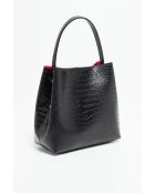 Sac à main en cuir Lola Crocos noir - 27x28x14cm