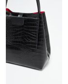 Sac à main en cuir Lola Crocos noir - 27x28x14cm