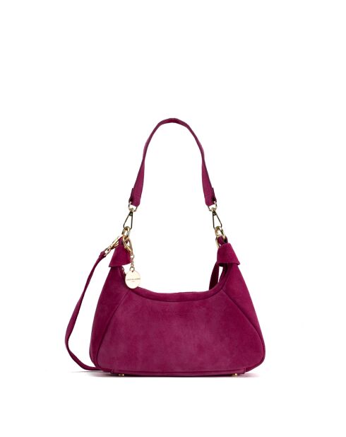 Sac porte épaule en cuir River fuchsia - 23x12x8cm