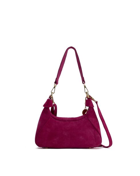 Sac porte épaule en cuir River fuchsia - 23x12x8cm