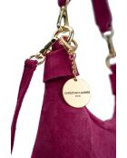 Sac porte épaule en cuir River fuchsia - 23x12x8cm