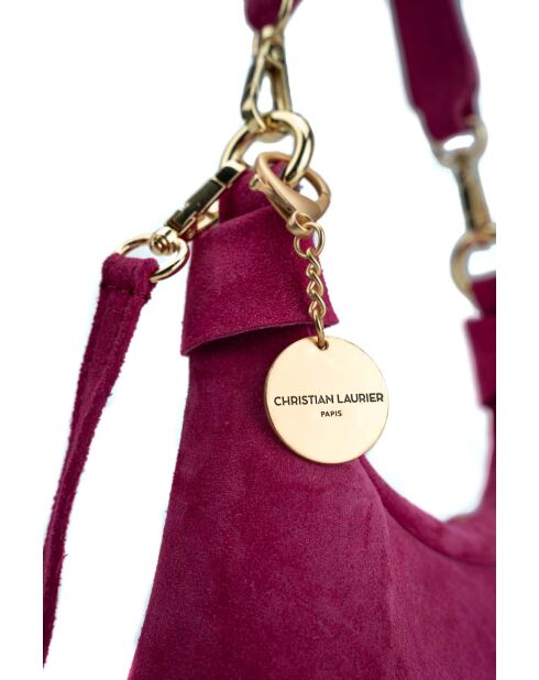 Sac porte épaule en cuir River fuchsia - 23x12x8cm