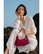 Sac porte épaule en cuir River fuchsia - 23x12x8cm
