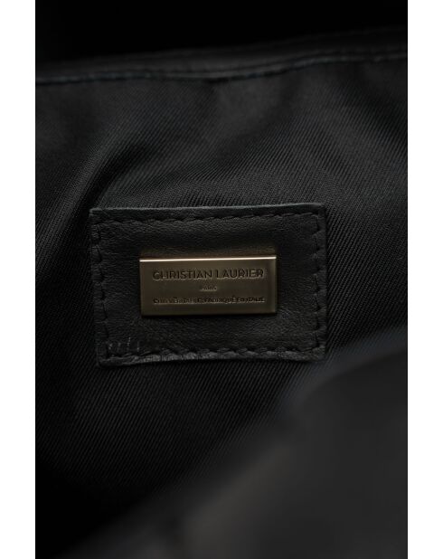 Sac porte épaule en cuir Azia noir - 42x43x14cm