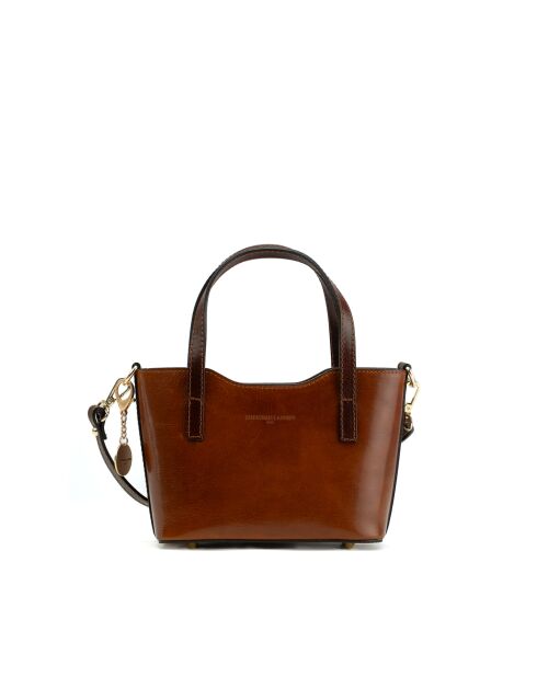 Sac à main en cuir Bailey cognac/moka - 25x14x9,5cm