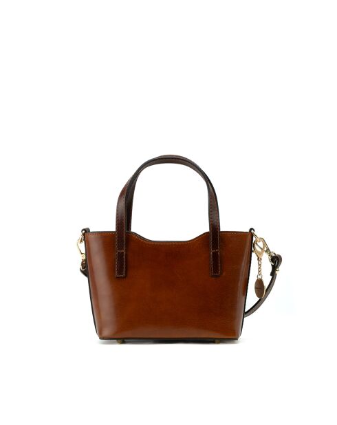 Sac à main en cuir Bailey cognac/moka - 25x14x9,5cm