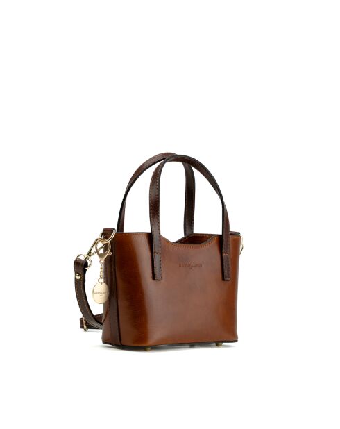 Sac à main en cuir Bailey cognac/moka - 25x14x9,5cm