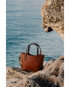 Sac à main en cuir Bailey cognac/moka - 25x14x9,5cm