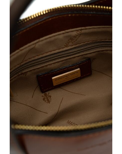 Sac à main en cuir Bailey cognac/moka - 25x14x9,5cm