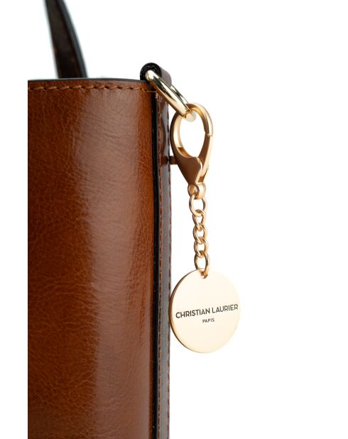 Sac à main en cuir Bailey cognac/moka - 25x14x9,5cm