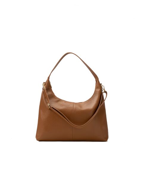 Sac porte épaule en cuir Aliz camel - 43x25x10cm