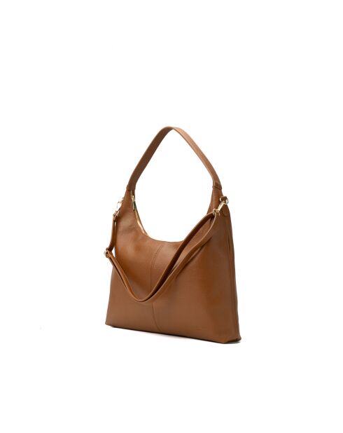 Sac porte épaule en cuir Aliz camel - 43x25x10cm