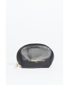 Porte monnaie en cuir Nika Croco noir - 11x6x3cm
