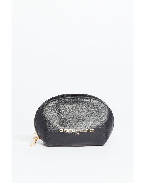 Porte monnaie en cuir Nika Croco noir - 11x6x3cm