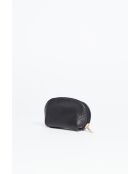 Porte monnaie en cuir Nika Croco noir - 11x6x3cm