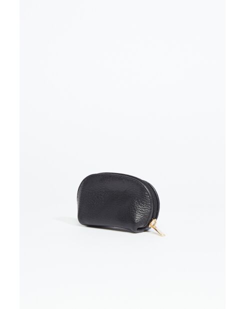 Porte monnaie en cuir Nika Croco noir - 11x6x3cm